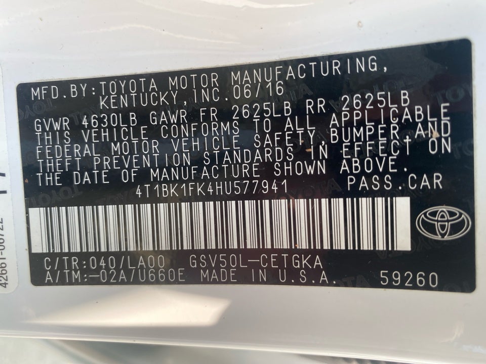 2017 Toyota Camry XLE V6