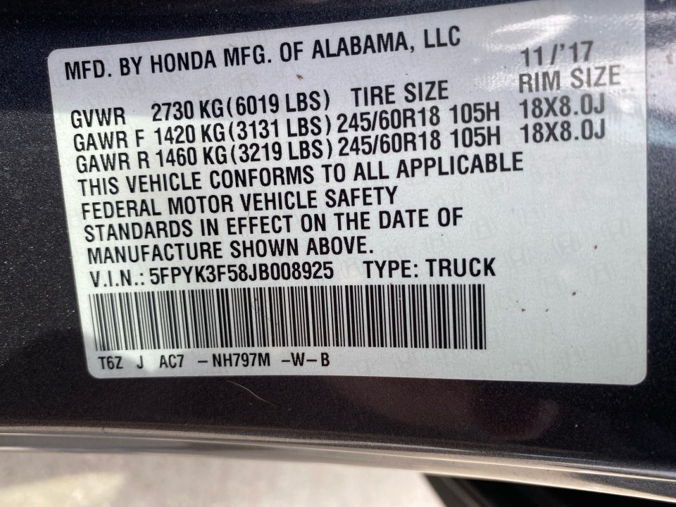 2018 Honda Ridgeline RTL