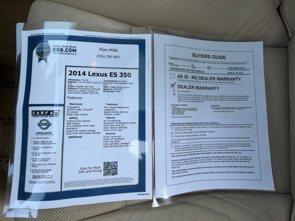 2014 Lexus ES 350 4dr Sdn