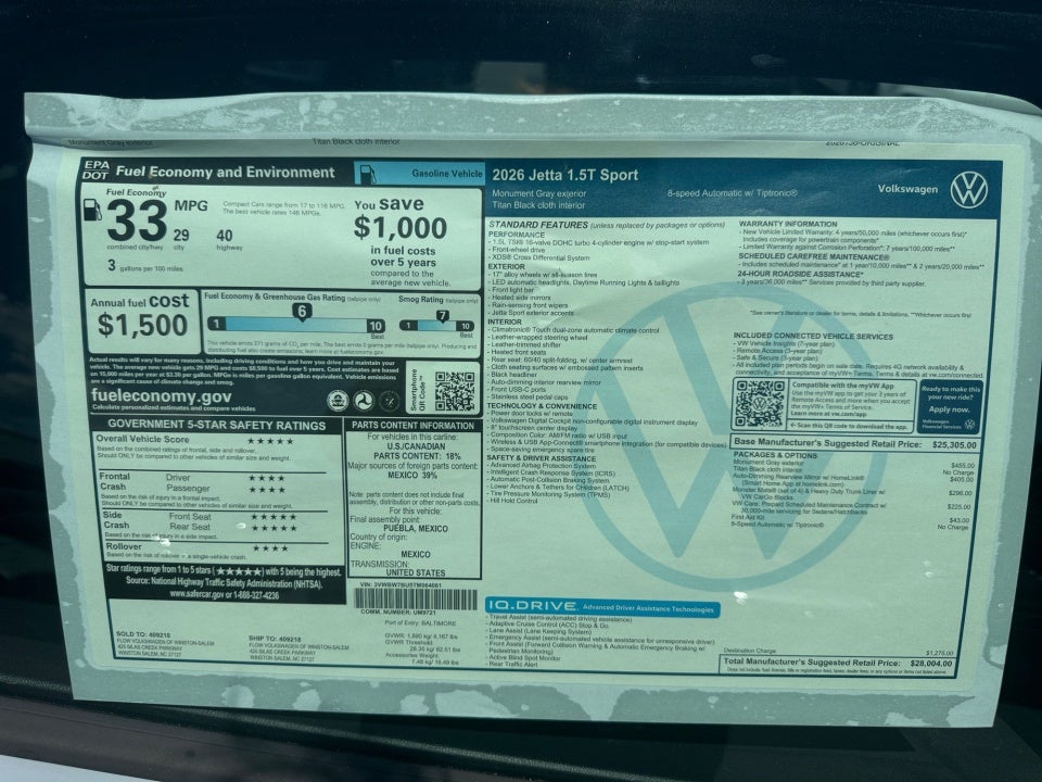 2026 Volkswagen Jetta Sport