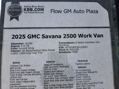 2025 GMC Savana Cargo RWD 2500 Regular Wheelbase Work Van