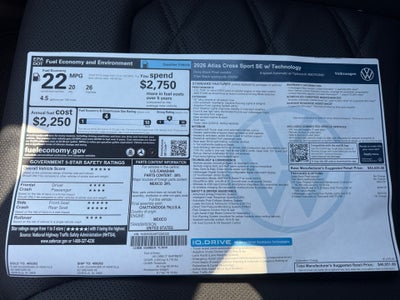 2026 Volkswagen Atlas Cross Sport 2.0T SE w/Technology