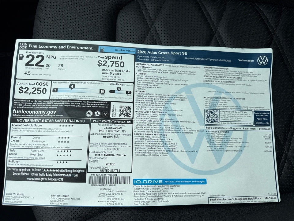2026 Volkswagen Atlas Cross Sport 2.0T SE