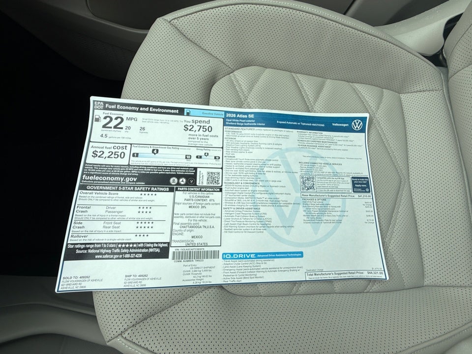 2026 Volkswagen Atlas 2.0T SE