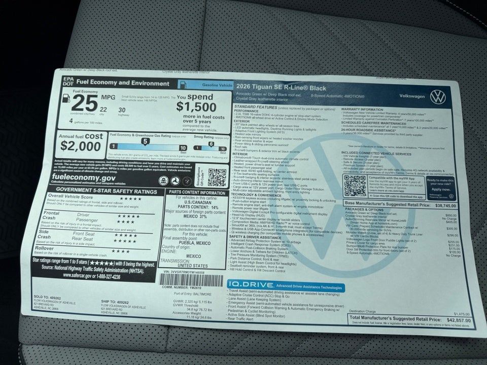 2026 Volkswagen Tiguan SE R-Line Black