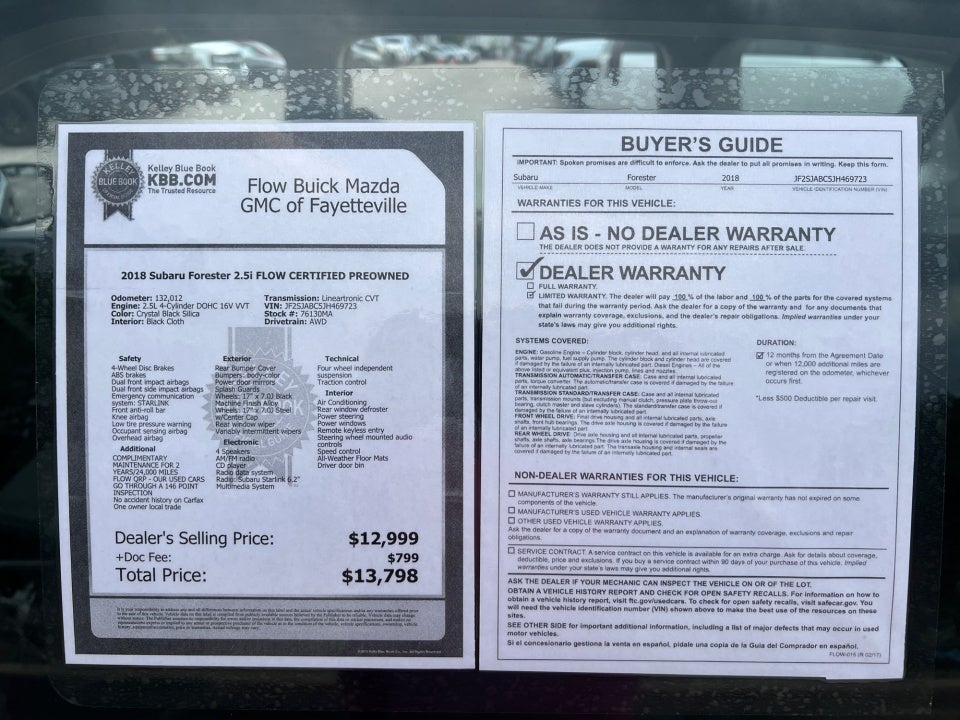 2018 Subaru Forester 2.5i (CVT)