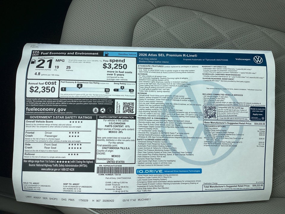 2026 Volkswagen Atlas SEL Premium R-Line