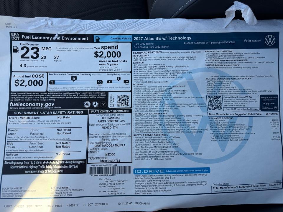 2027 Volkswagen Atlas SE w/Technology