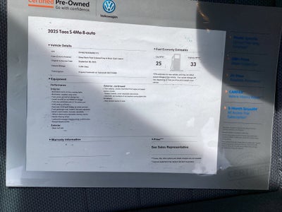 2025 Volkswagen Taos S
