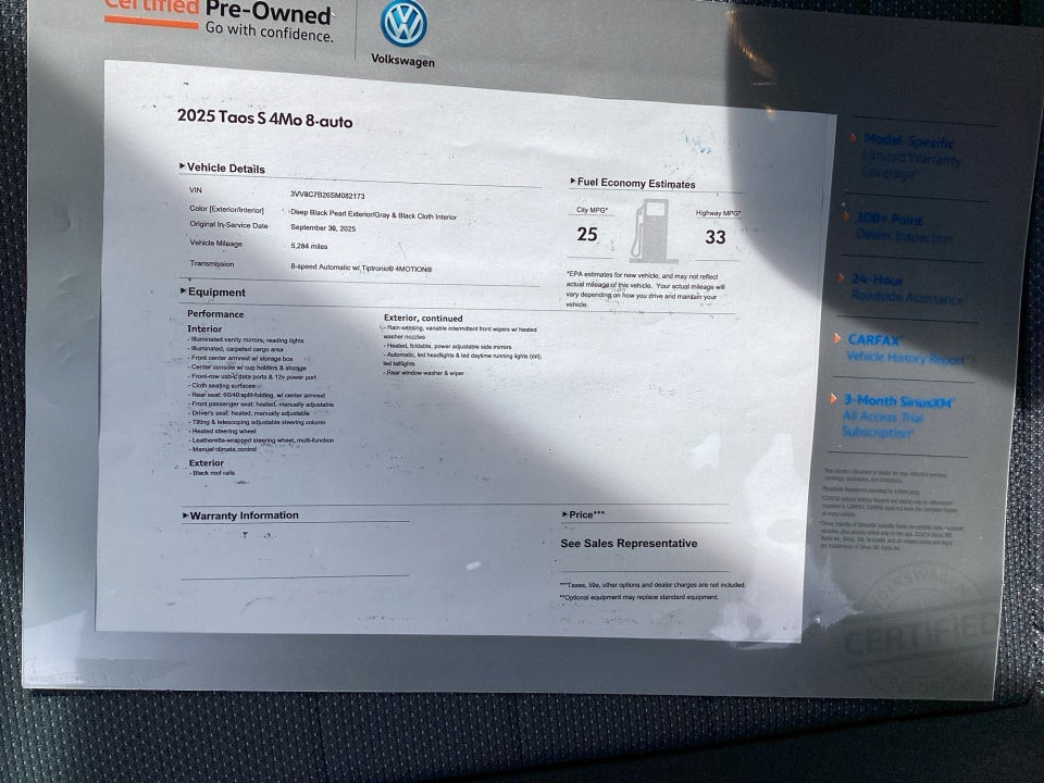 2025 Volkswagen Taos S